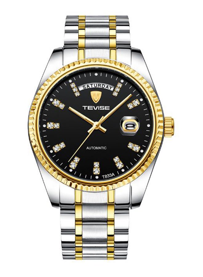 Tevise men Stainless Steel Analog Wrist Watch T833A - 38 mm -Gold/Silver - Image 1