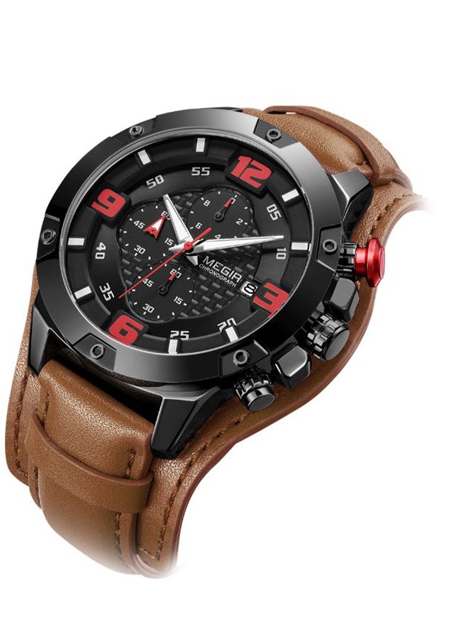 MEGIR men Leather Chronograph Watch 2099 - Image 2