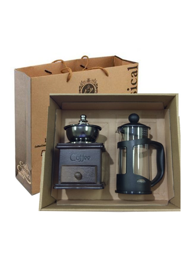 SPROUTS French Press Manual Coffee Grinder Gift Set Black 350ml - Image 1
