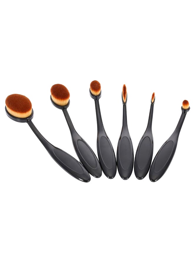 طقم فرش ماكياج بيضاوية الشكل مكون من 6 قطع أسود/بني - Image 2