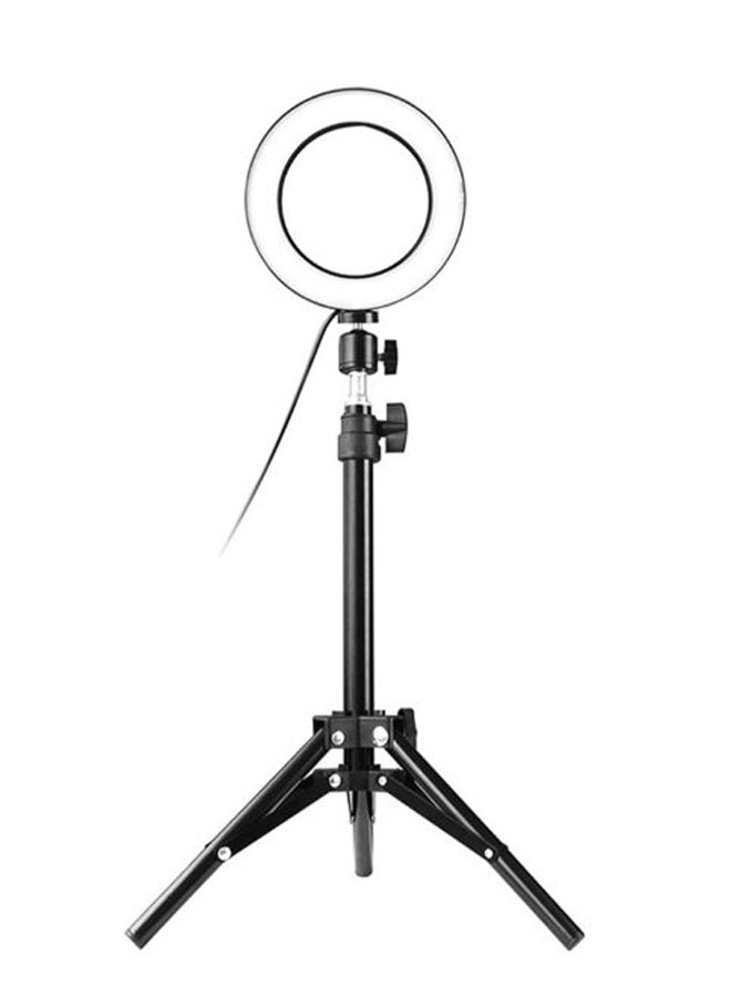 Selfie Camera LED Lamp With Telescopic Tripod Black/White - Image 1