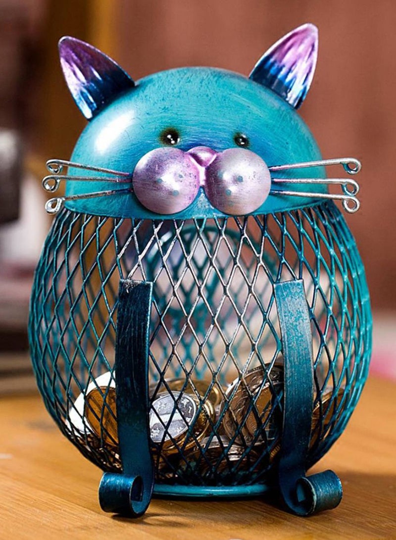 TOOARTS - Kitten Decorative Piggy Bank Blue - Image 1
