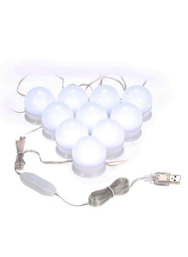 10-Piece Make Up Mirror LED Lighting Set White 