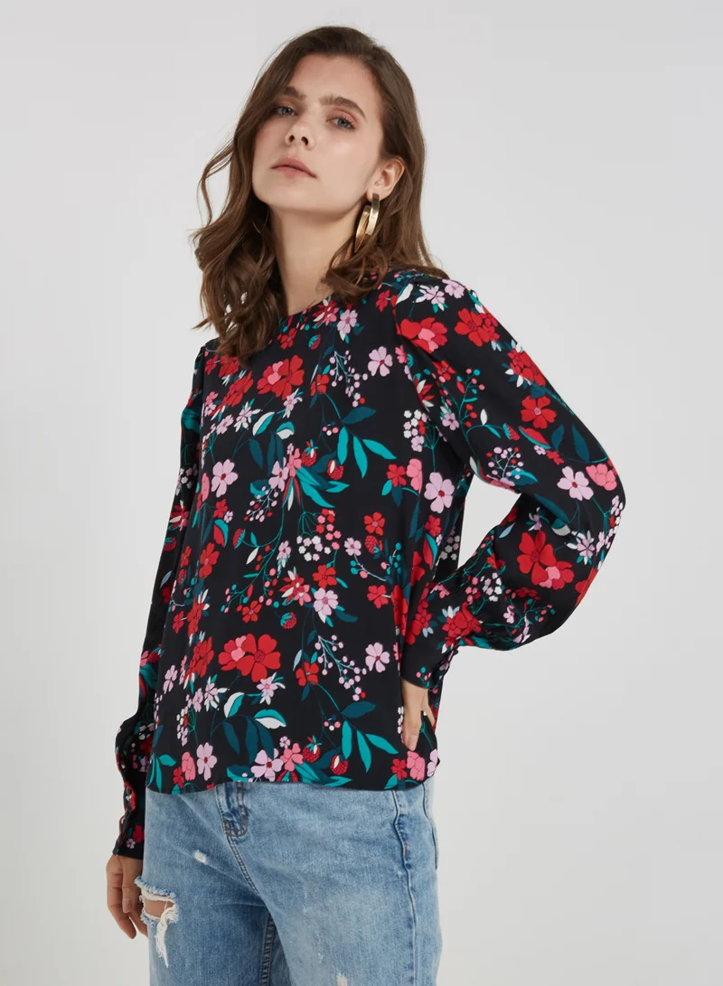 LOST INK Classic Style Floral Print Blouse Multicolour