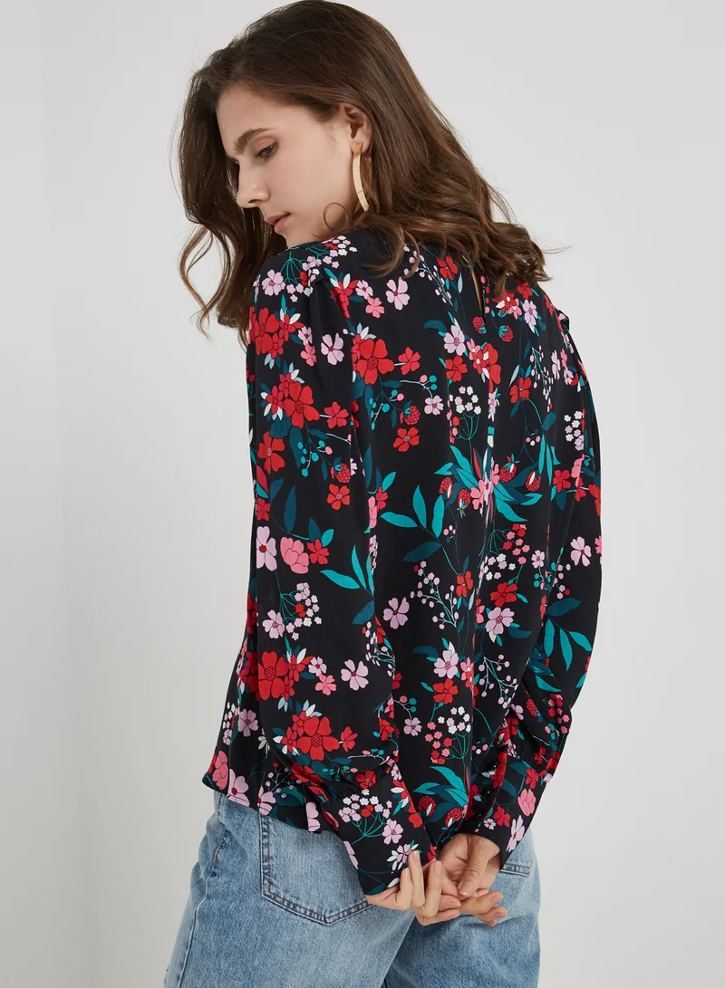 LOST INK Classic Style Floral Print Blouse Multicolour