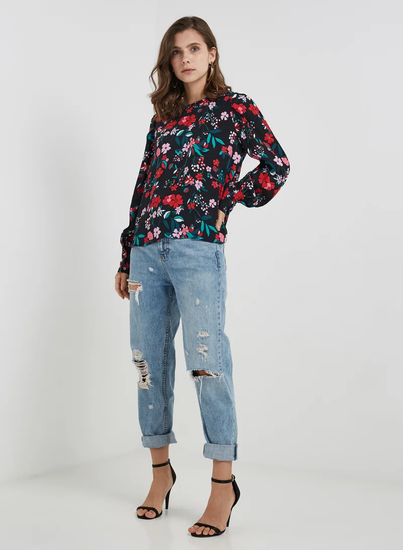 LOST INK Classic Style Floral Print Blouse Multicolour