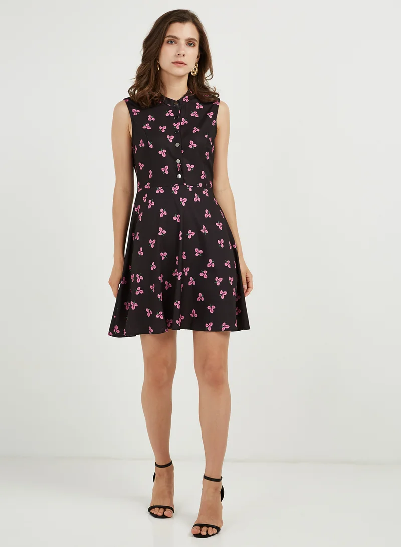 ستوك Floral Print Dress Black