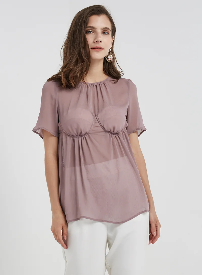 LOST INK Sheer Bustcup Top