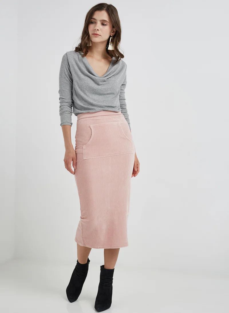 LOST INK Bib Pocket Jumbo Rib Pencil Pink
