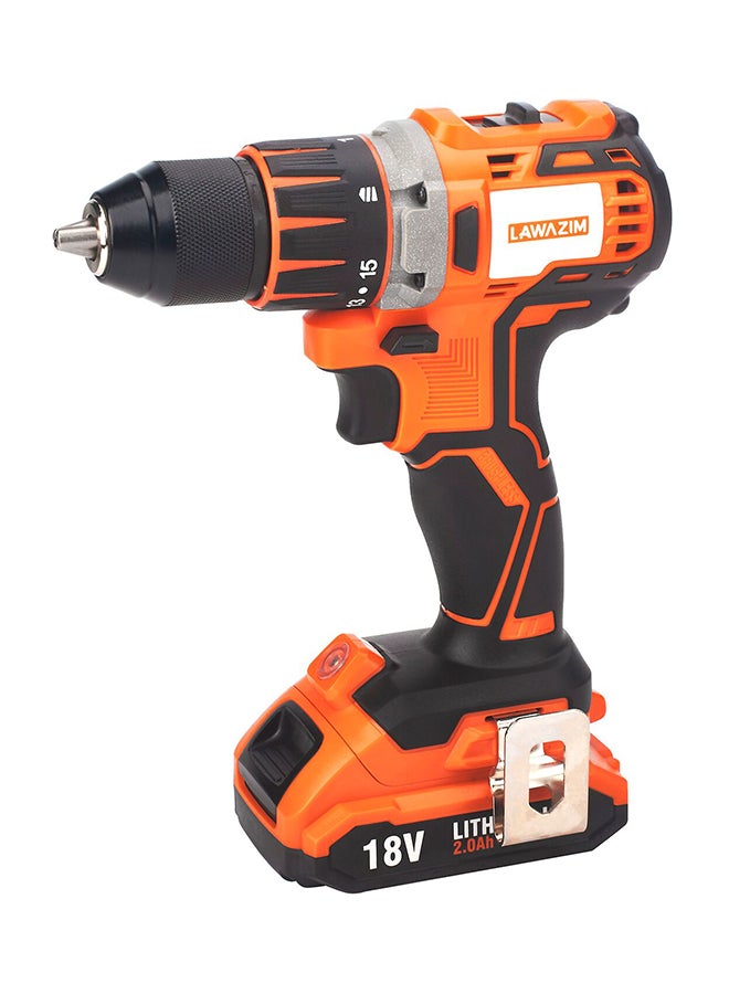 LAWAZIM Lawazim Cordless Compact Brushless Drill/Driver Kit 18V Professional Impact Drill | Drilling Wall Wood Metal DIYs Orange/Black 13mm  - Image 1