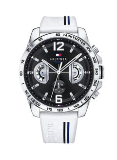 Men's Decker Round Shape Silicone Strap Chronograph Wrist Watch 46 mm - White - 1791475