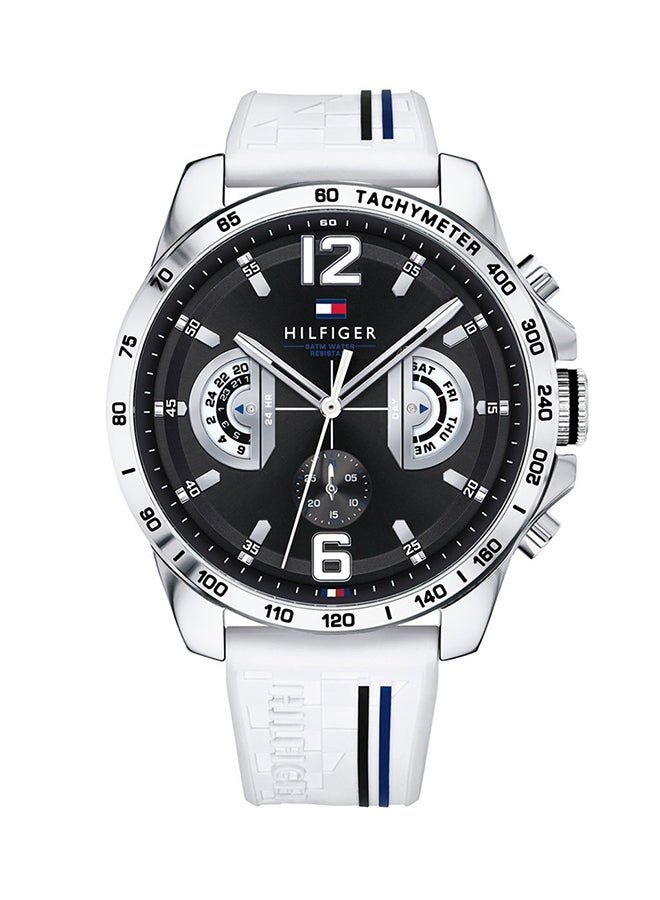 TOMMY HILFIGER - Men's Decker Round Shape Silicone Strap Chronograph Wrist Watch 46 mm - White - 1791475 - Image 1