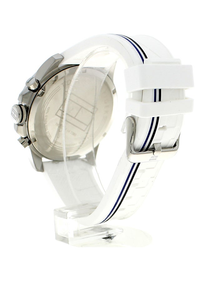 TOMMY HILFIGER - Men's Decker Round Shape Silicone Strap Chronograph Wrist Watch 46 mm - White - 1791475 - Image 1