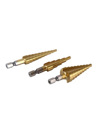 3-Piece Hss 4241 Step Cone Drill Bit Set Hex Shank Hole Cutter Gold - v1557731931/N25258209A_1