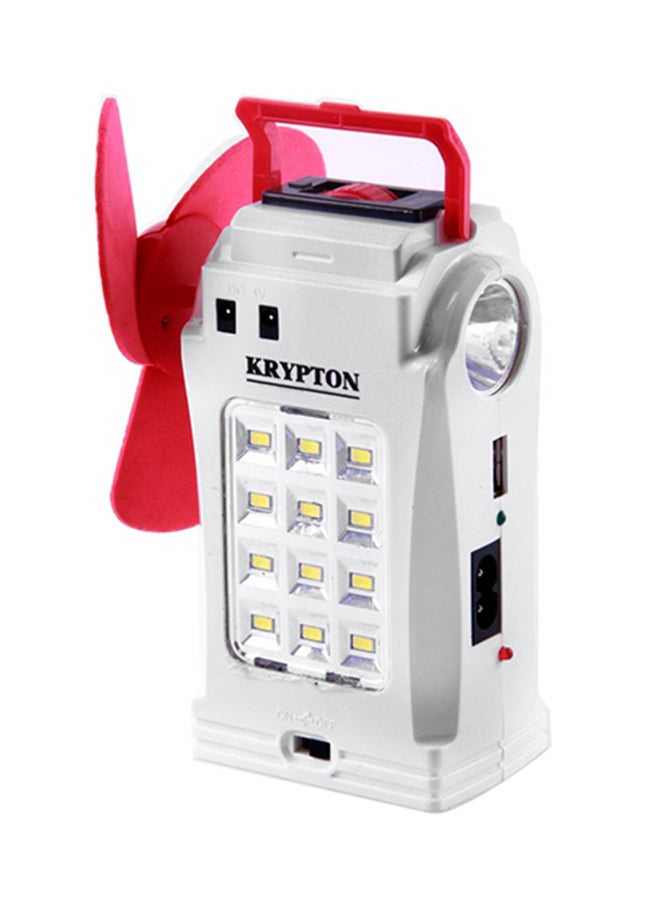 كريبتون مصباح LED قابل للشحن ومزود بمروحة أحمر/أبيض 
