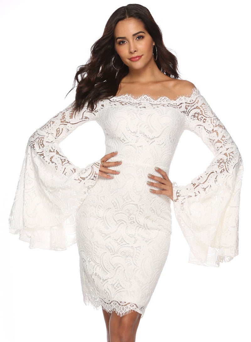 Jhichic Off Shoulder Bodycon Party Dress White  - Image 5