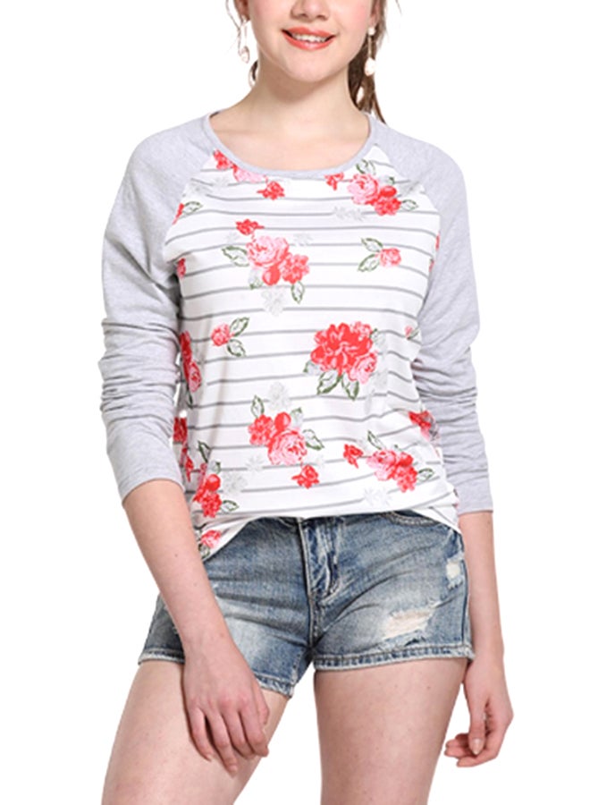 Jhichic Floral Print Long Sleeve Top Multicolour - Image 4