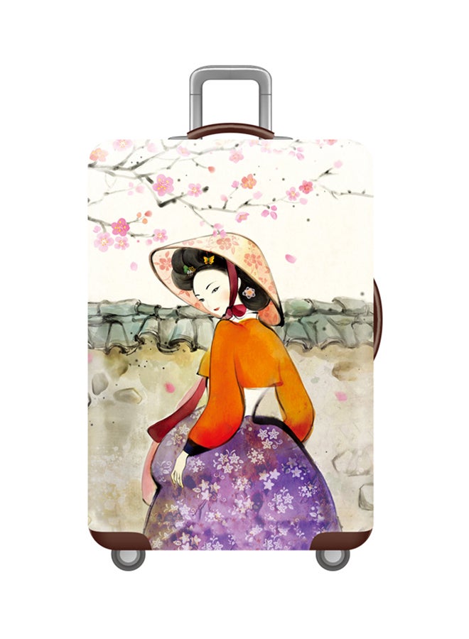 غطاء حقيبة الأمتعة مطبوع بصورة فتاة كورية متعدد الألوان