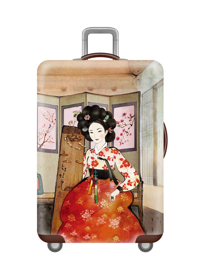 غطاء حقيبة الأمتعة مطبوع بصورة سيدة كورية شهيرة قديمة متعدد الألوان