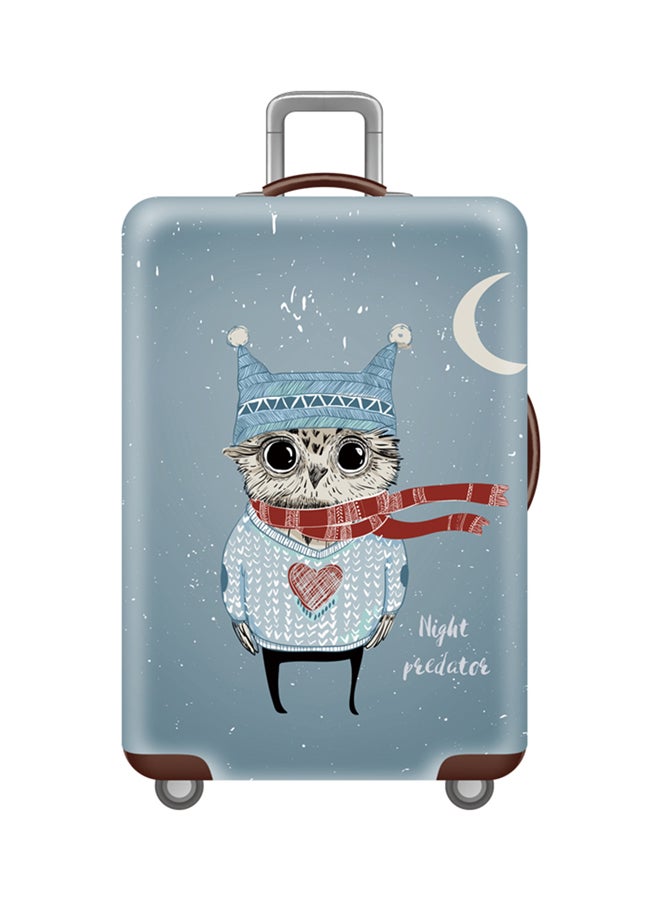 Printed Owl Luggage Cover Blue
