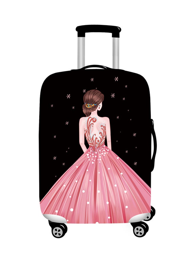 Printed Pink Dress Girl's Back Luggage Cover Black 