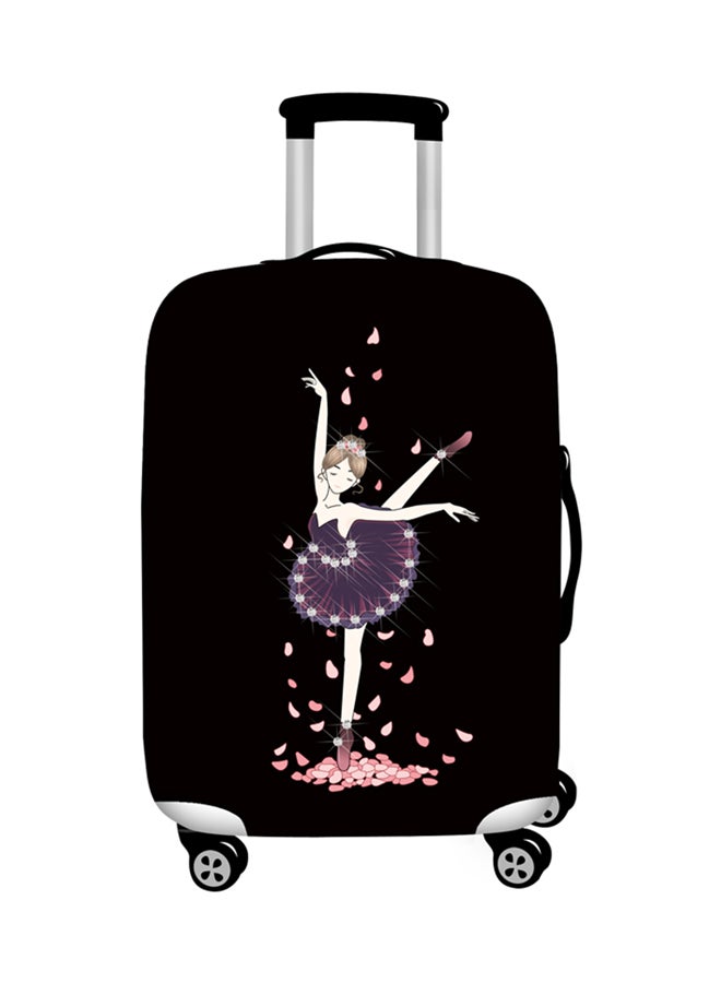 Printed Ballet Girl Luggage Cover Black 