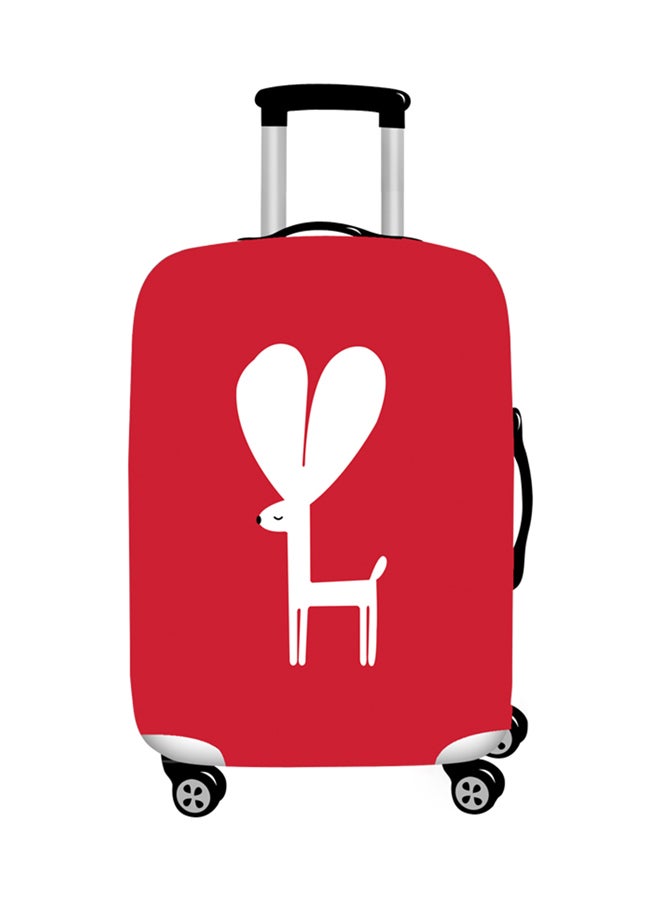 Printed Big Ear Deer Luggage Cover Red 
