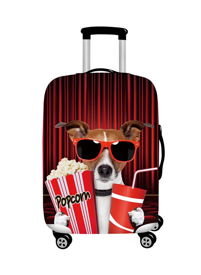 Printed Mr. Movie Dog Luggage Cover Red 