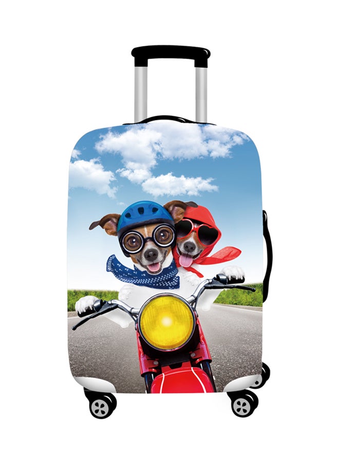 Printed Loco Couple Dog Luggage Cover Blue/White 