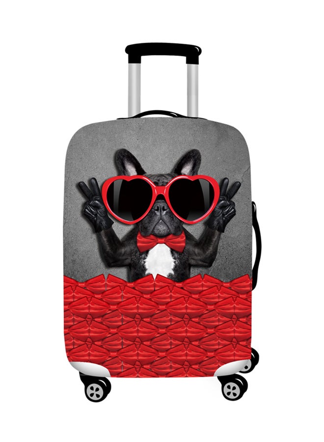 Printed Mr.Gentlemen Dog Luggage Cover Grey/Red 