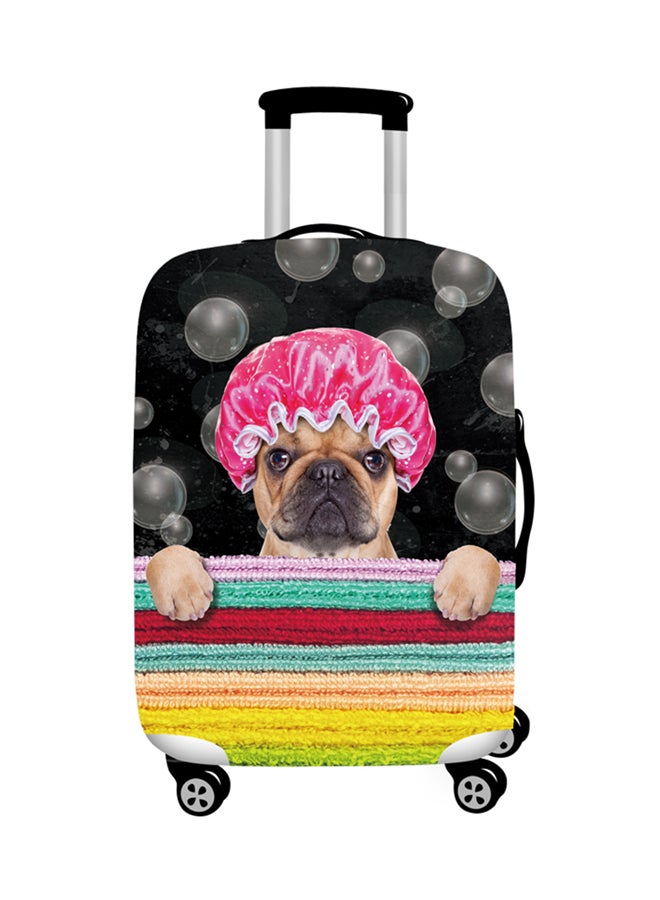 Printed Mr.Bathing Dog Luggage Cover Black 