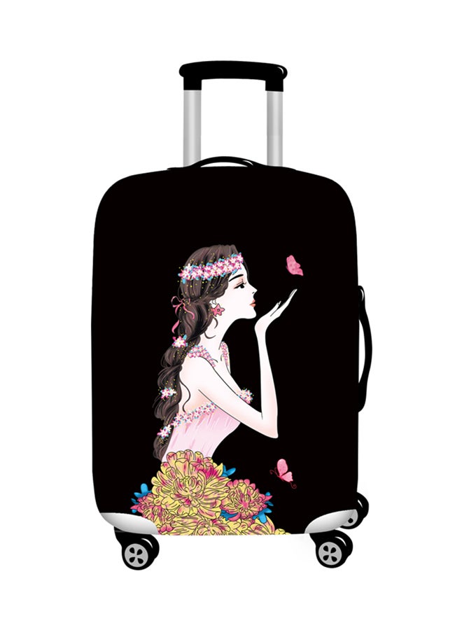 Printed Iris Luggage Cover Black 
