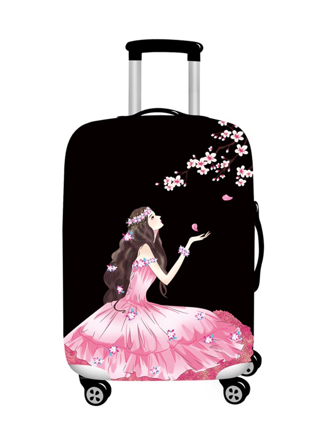 Printed Pink Dress Praying Girl Luggage Cover Black