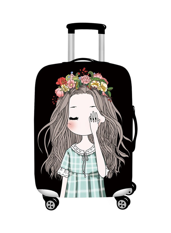 Printed Cute Girl Luggage Cover Black 
