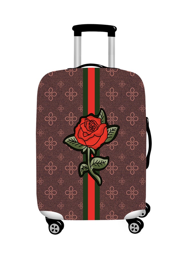 Printed Rose Luggage Cover Brown 