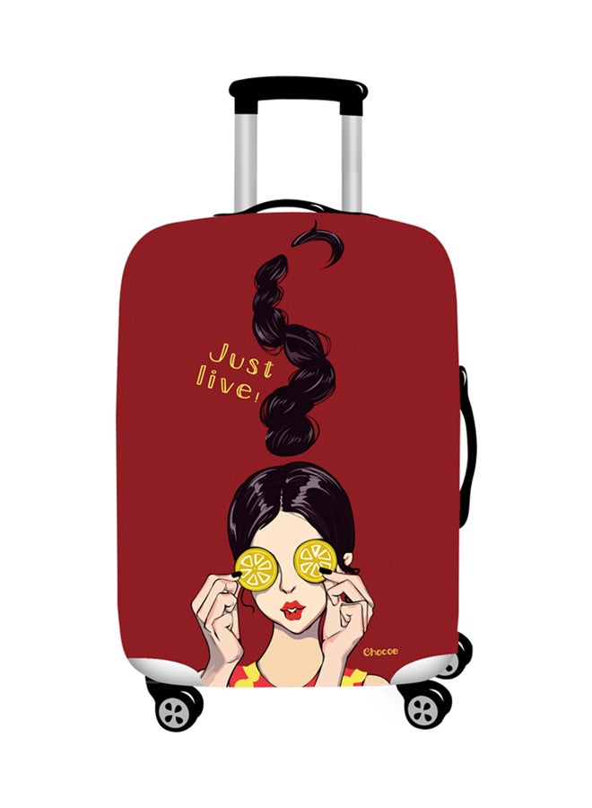 Printed Lemon Girl Luggage Cover Red 
