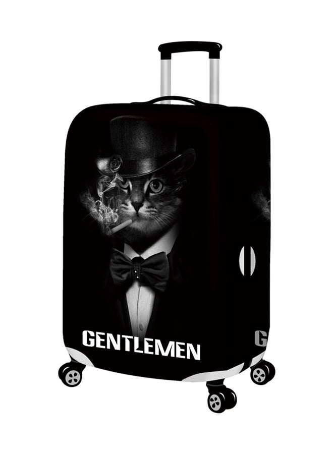 Printed Gentleman Cat Luggage Cover Black 