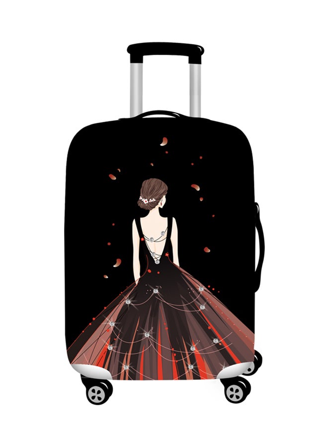 Printed Back Luggage Cover Black