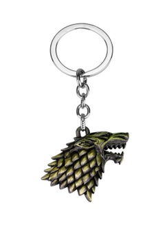 شاربدو حلقة مفاتيح بتصميم رأس الذئب هاوس ستارك من مسلسل "Game Of Thrones" فضي/ أخضر/ أسود  - Image 1