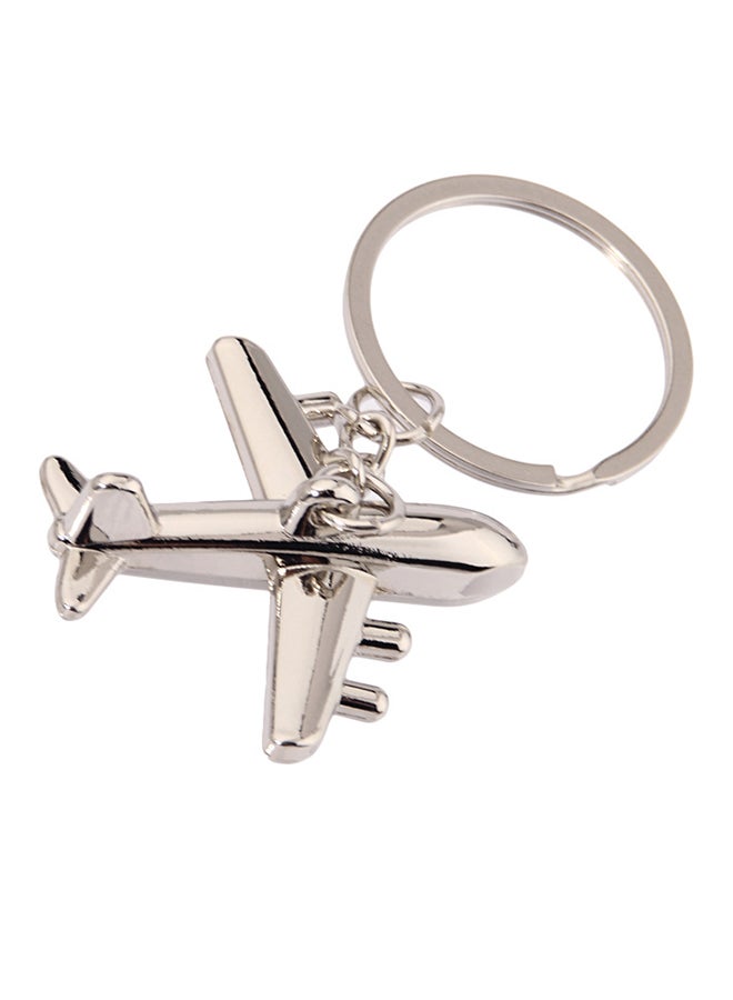 Sharpdo - Creative Metal Airplane Keychain Alloy Car Keyring Pendant Silver - Image 1