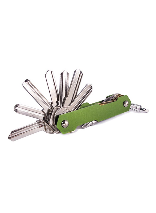 Sharpdo Aluminum Alloy Key Holder Organizer Clip Multi-function Keychain Green - Image 2
