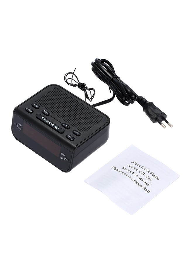 Generic - Compact Digital Alarm Clock FM Radio With Dual Alarm Buzzer Black - Image 1