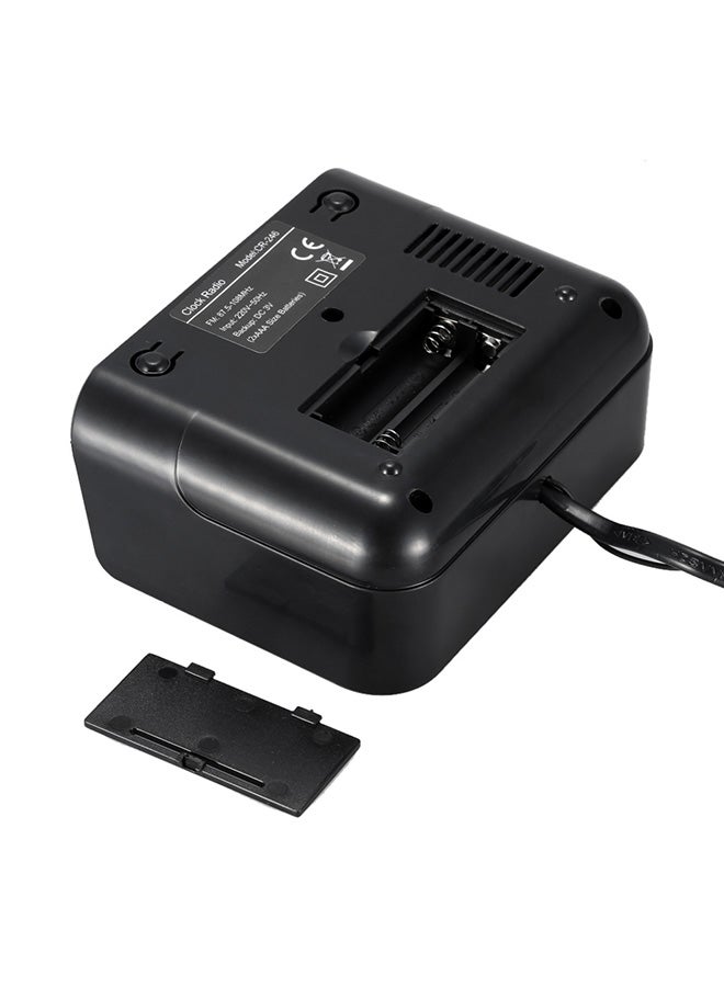 Generic - Compact Digital Alarm Clock FM Radio With Dual Alarm Buzzer Black - Image 1