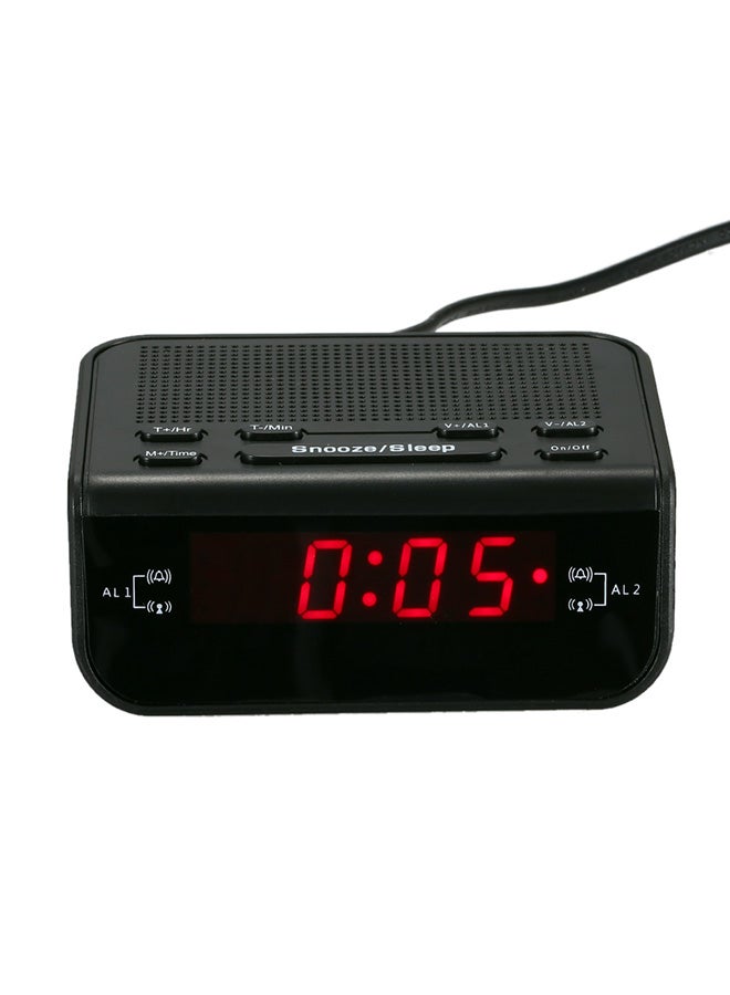 Generic - Compact Digital Alarm Clock FM Radio With Dual Alarm Buzzer Black - Image 1