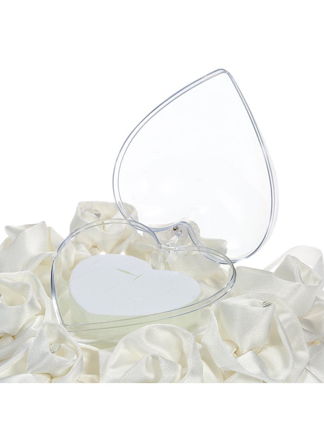 Satin Ring Bearer Pillow And Flower Basket Set White  - Image 3