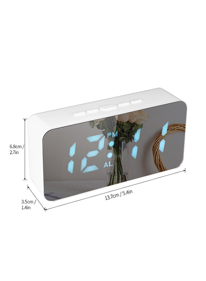Digital Colorful LED Mirror Alarm Clock White - Image 2