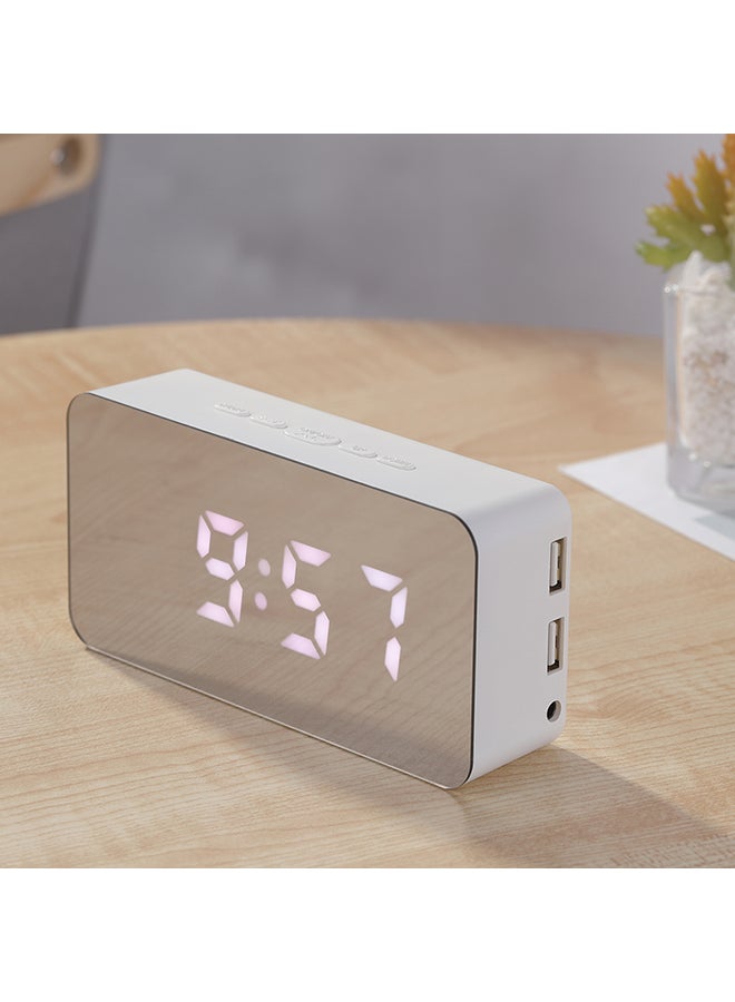 Digital Colorful LED Mirror Alarm Clock White - Image 3