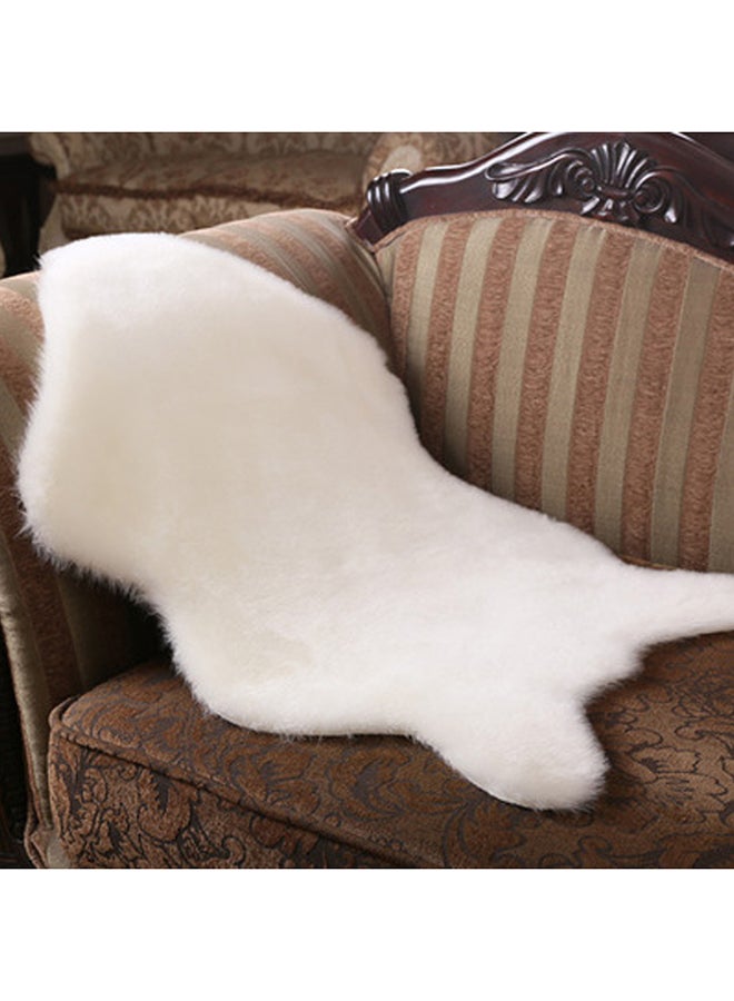 حصيرة من الفرو بملمس فائق النعومة ولامع قابلة للغسل مناسبة لغرفة النوم أبيض 38x20سم