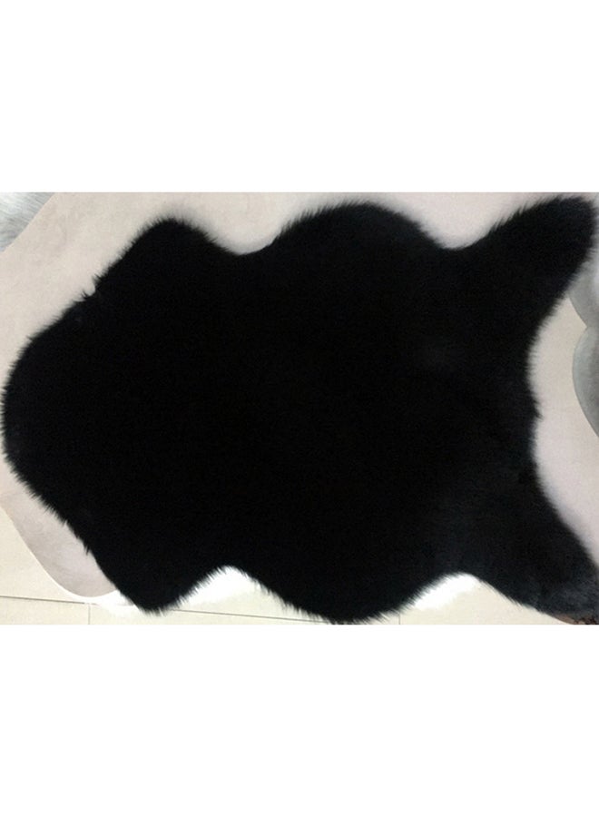 Super Soft Washable Shiny Bedroom Furry Mat Black 40x5cm