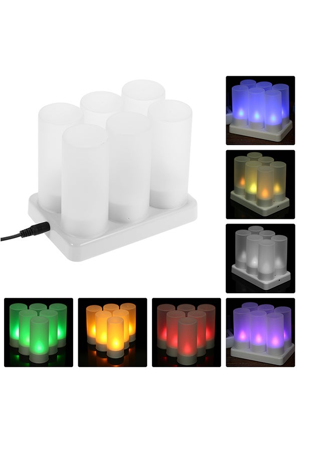 6 Piece Rechargeable LED Lights With Remote Control Frosted Cups White 0.48kg - Image 1